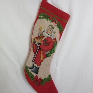 Imperial Elegance Vintage Needlepoint Wool Christmas Stocking Santa Claus